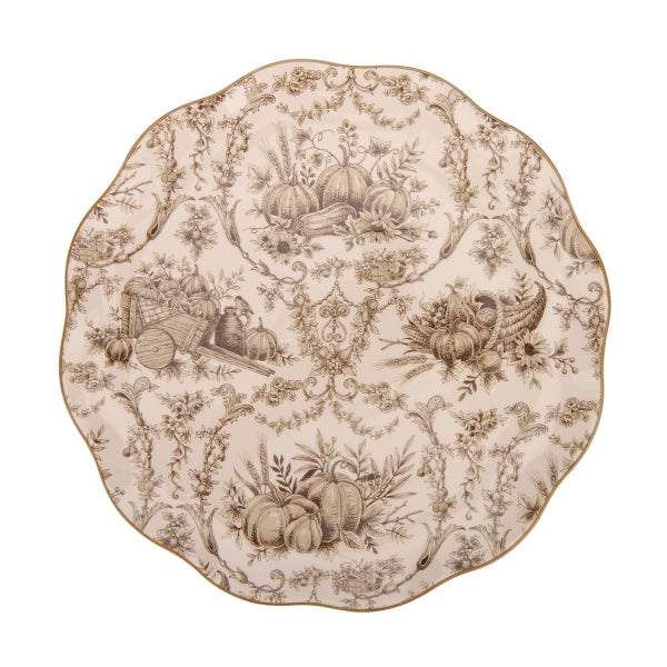 Taupe Pumpkin Toile Dinner Plate