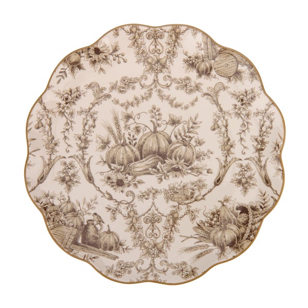 Taupe Pumpkin Toile Salad Plate