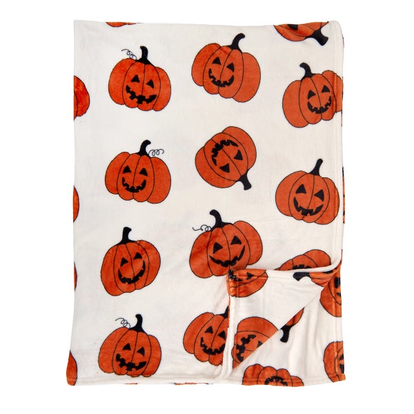 Jack-O-Lantern Plush Throw Blanket