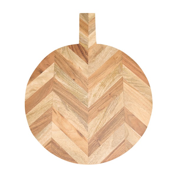 Herringbone Wood Round Serving Board