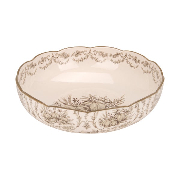 Taupe Pumpkin Toile Serving Bowl