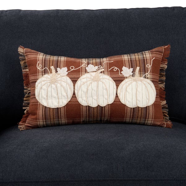 Plaid Sweater Pumpkins Accent Pillow
