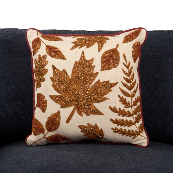 Brown Leaves with Merlot Trim Pillow
