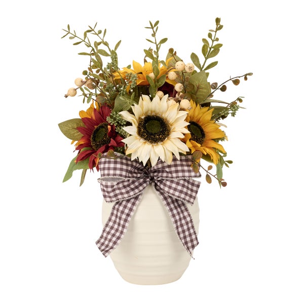 Sunflower Arrangement with Gingham Bow