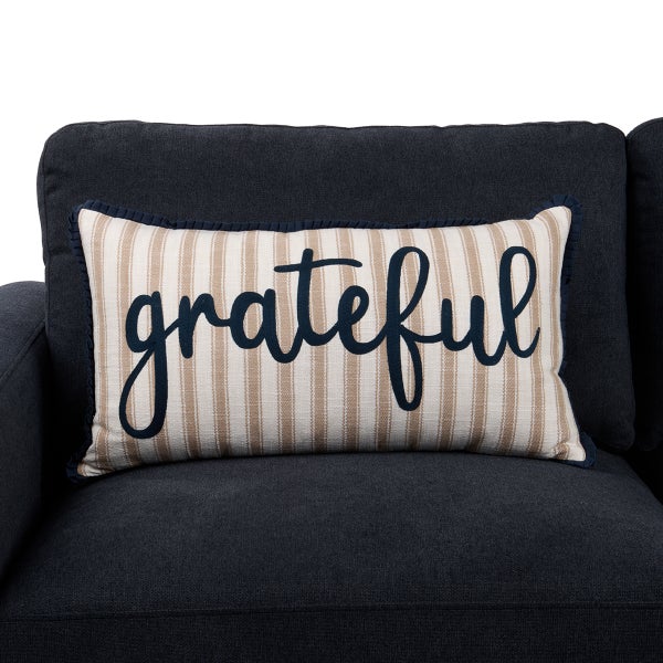 Striped Grateful Script Accent Pillow
