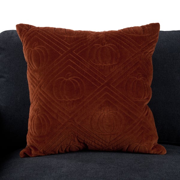 Pumpkin Spice Velvet Quilted Pillow