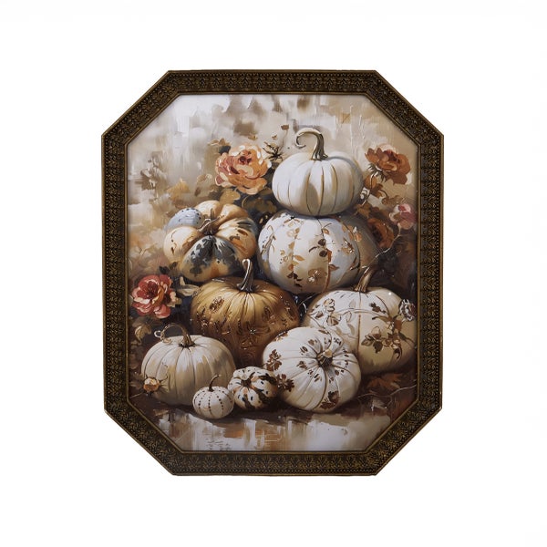 Fall Pumpkin Toile Framed Wall Art