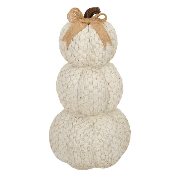 White Basket Weave Stacked Pumpkins
