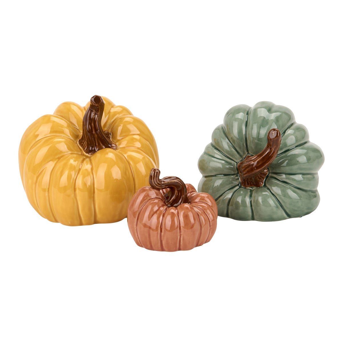 Glazed Ceramic Pumpkins Set of 3 | The Container Store