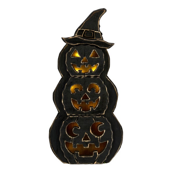 LED Wooden Pumpkin Stack