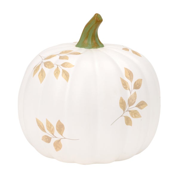 Painted Leaves Ceramic Pumpkin