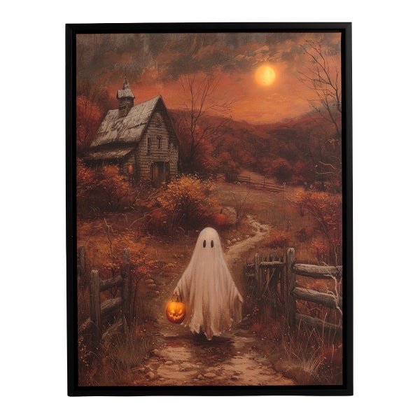 Ghost Trick-or-Treating LED Framed Art