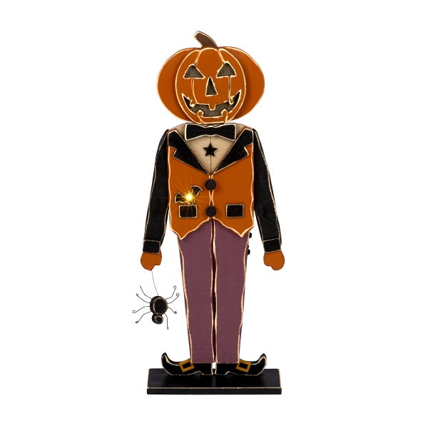 Vintage Pumpkin Boy LED Figurine