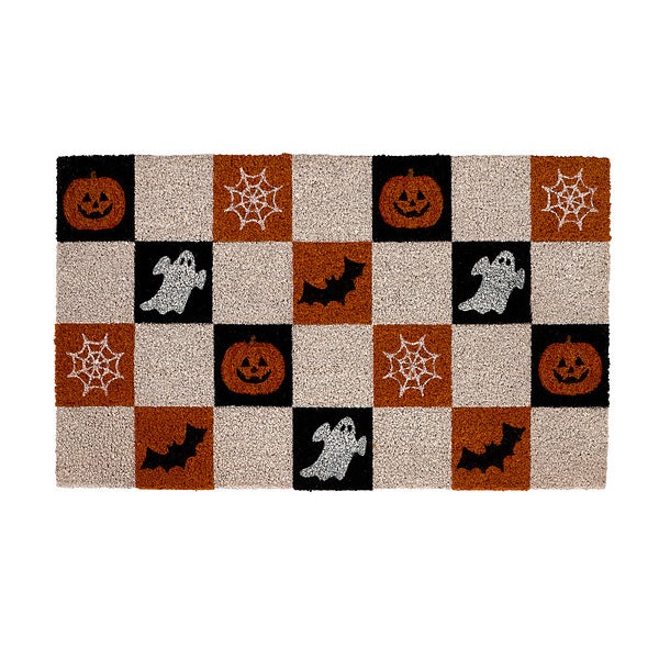 ロー　ハロウィンデザインシート Checkered Icons Doormat | The Container Store