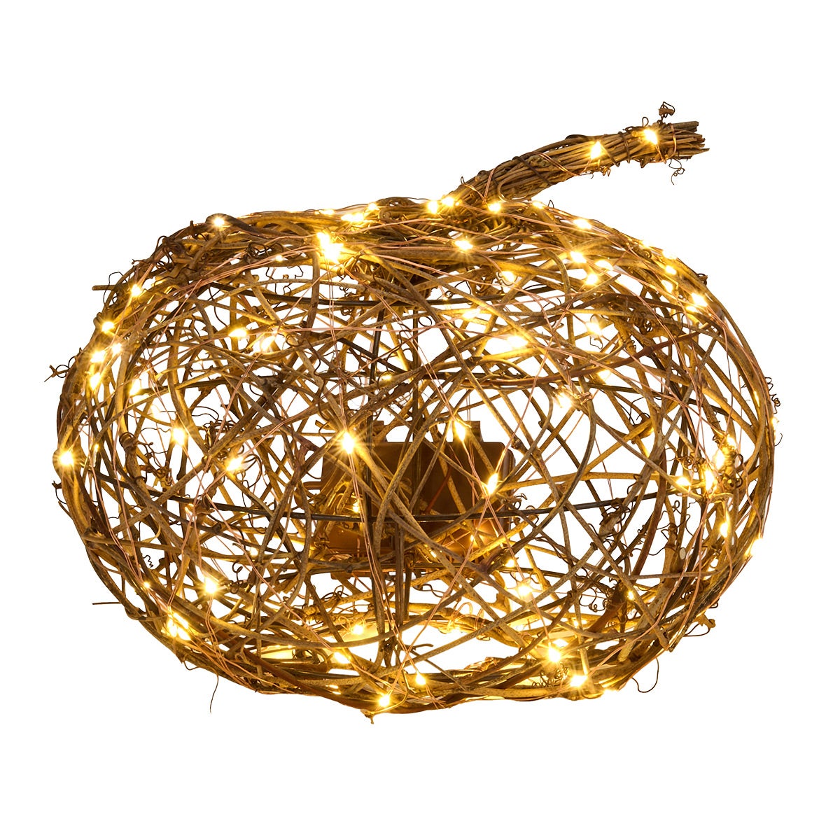 9IN Pumpkin Wicker Light Up Bronze