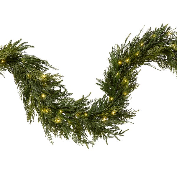 Prelit Juniper and Norfolk Pine Garland
