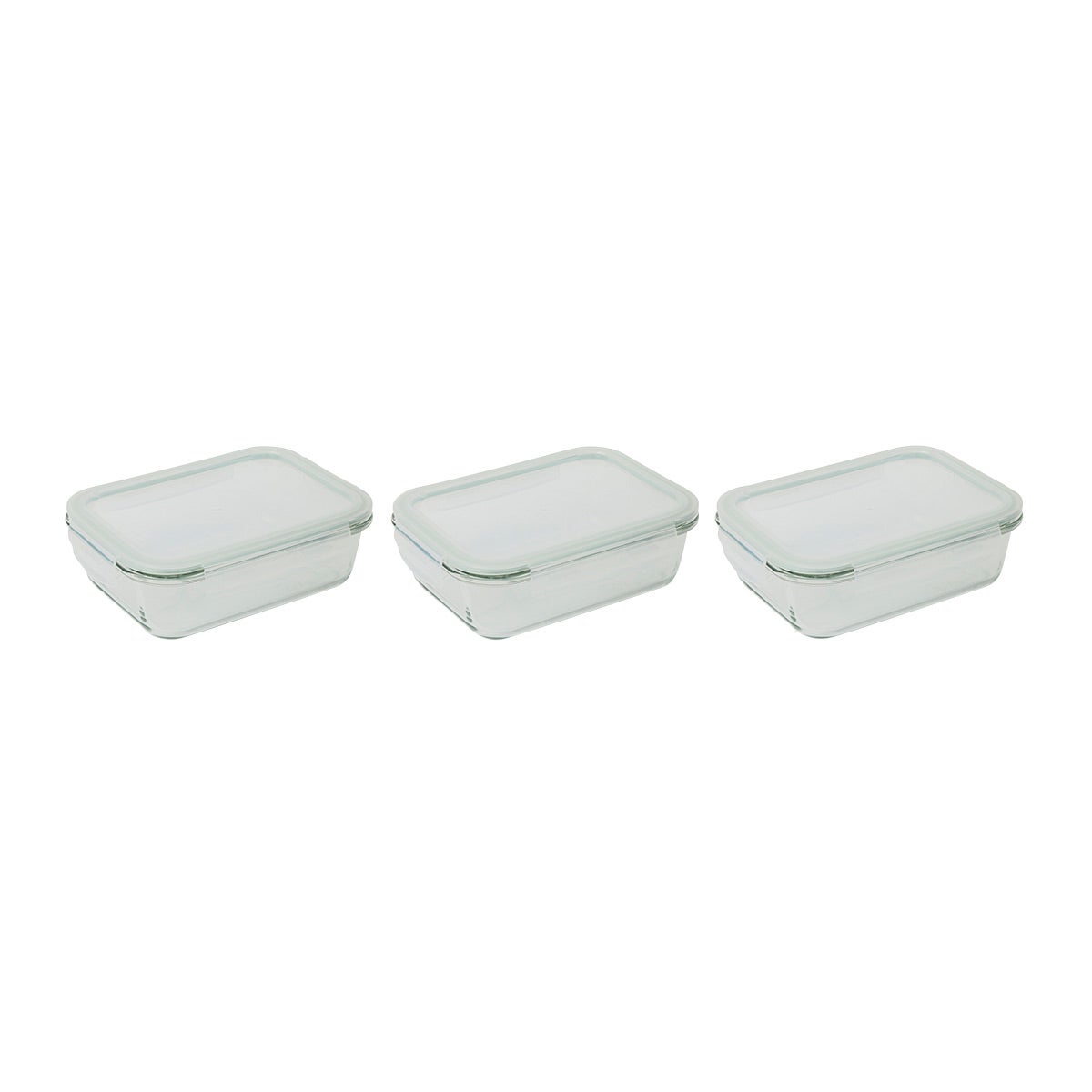 35 oz. Rectangle Glass Food Storage Green Pkg/3