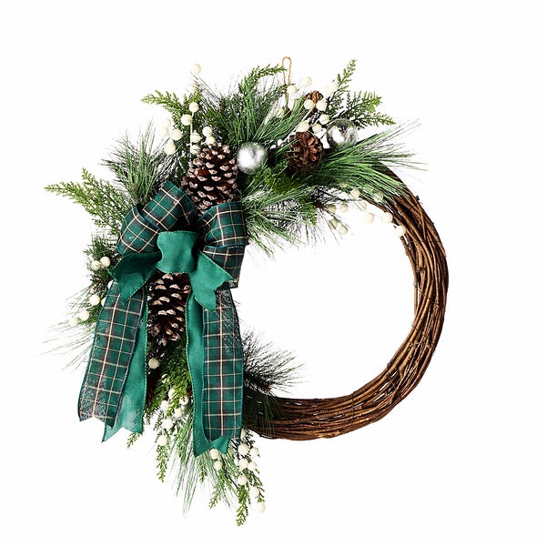 クリスマス Kirkland Signature Holiday Wreath Plaid 26in Wreath | The Container Store