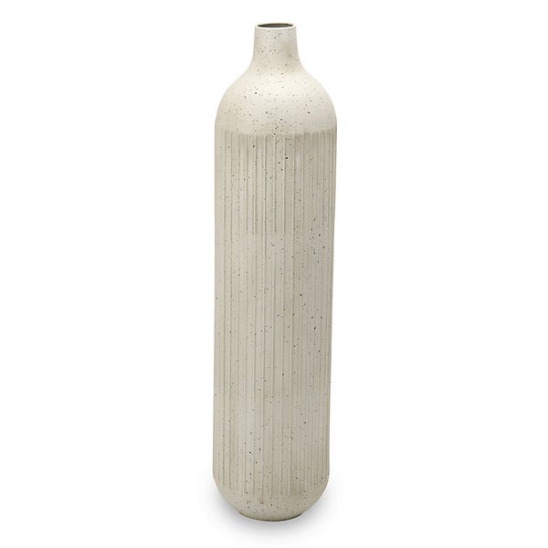 Antique White Metal Floor Vase