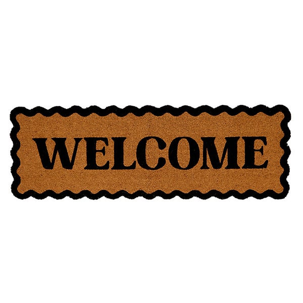 Black Scalloped Welcome Coir Doormat