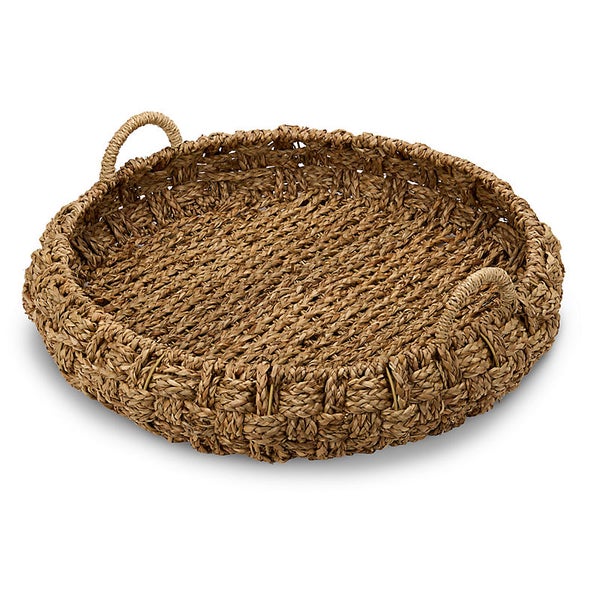 Round Seagrass Woven Tray with Handles
