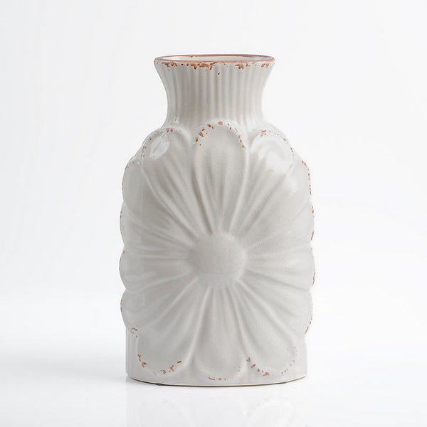 Antique Floral Stoneware Vase