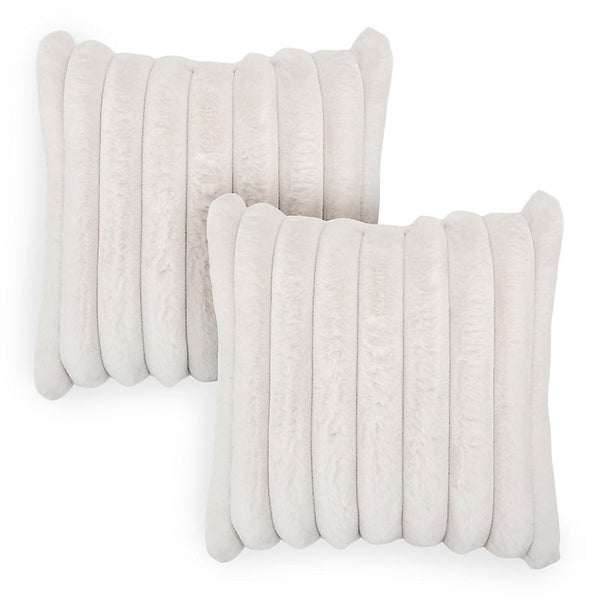 Ribbed Faux Fur Pillows Set of 2