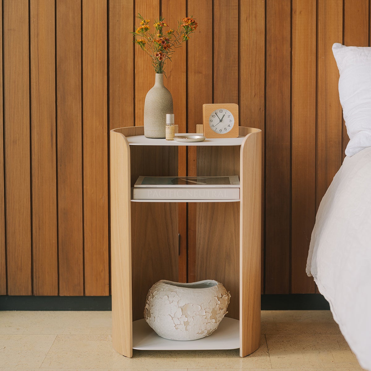 Apto Contour Side Table Steel+Wood White
