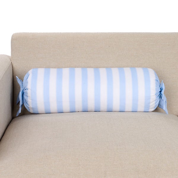 Blue Striped Ribbon Bolster Pillow