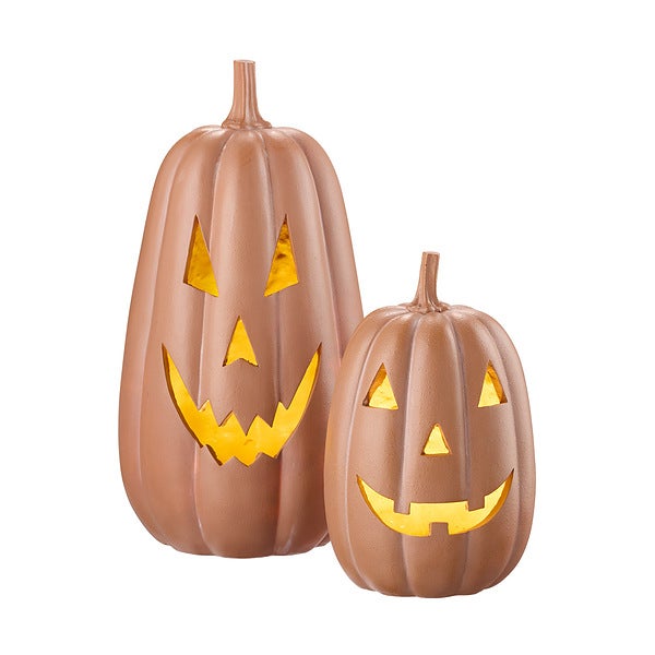 Terracotta LED Jack O Lantern Statue, 17 in. | The Container Store