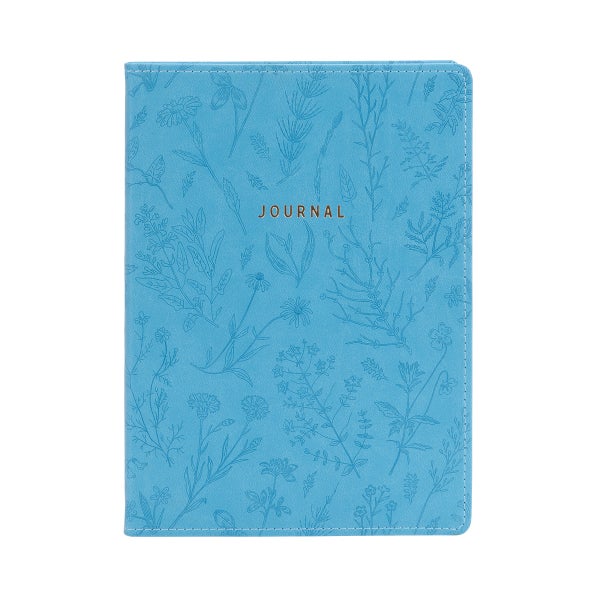 Blue Engraved Wildflower Journal