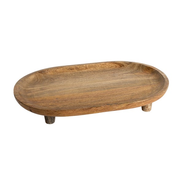 Oval Mango Wood Footed Serving Platter