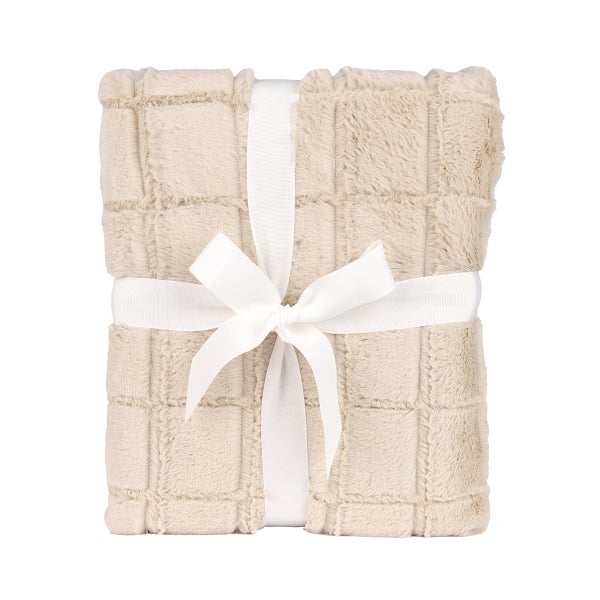 Faux Fur Grid Throw
