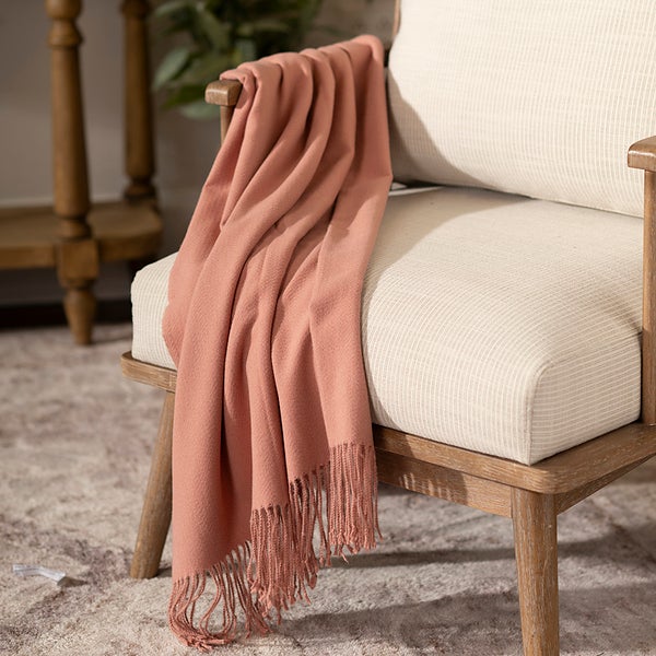 Bamboo Blend Fringe Throw Blanket | The Container Store