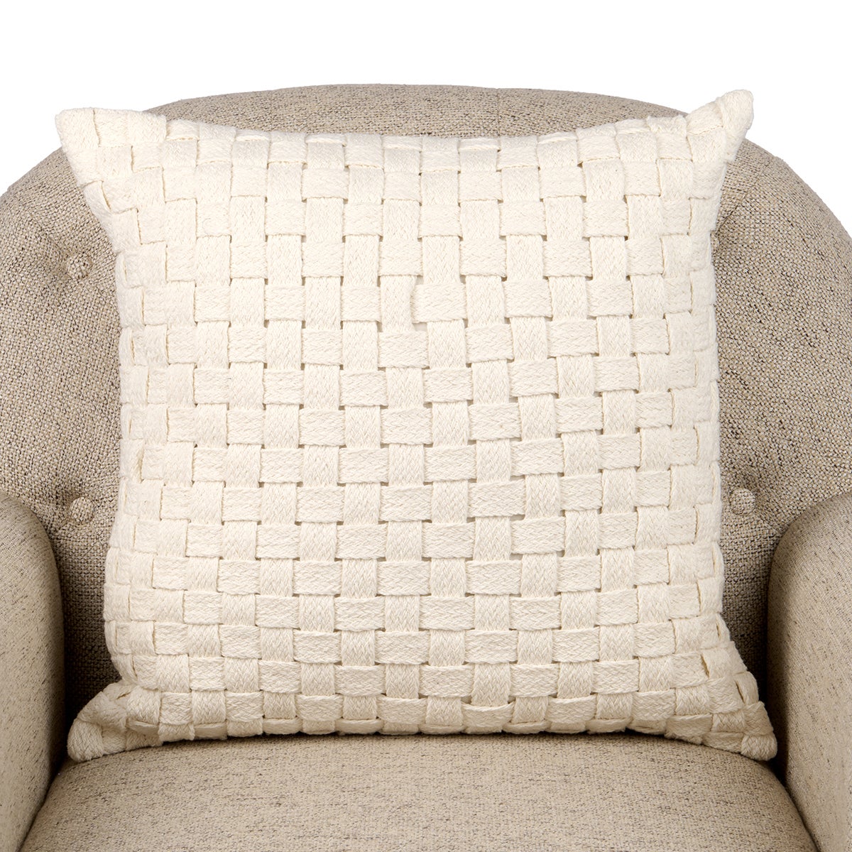 20X20 PILLOW JAY CHUNKY WEAVE IVORY Cream/Ivory