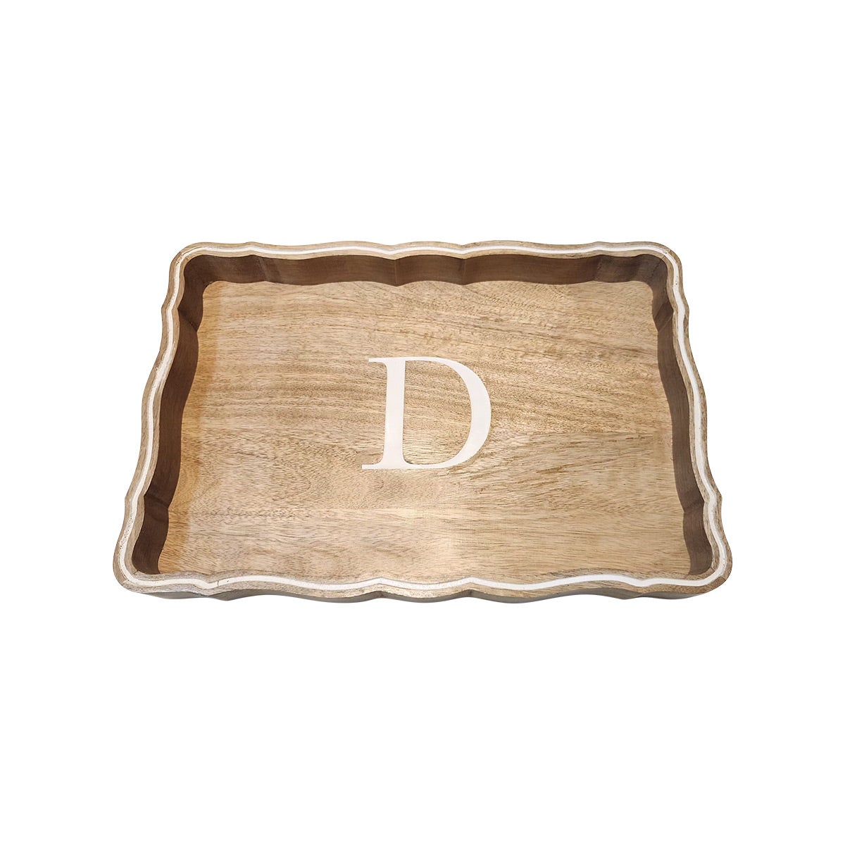 16.5IN Tray Nat Wood Scallop D Bronze