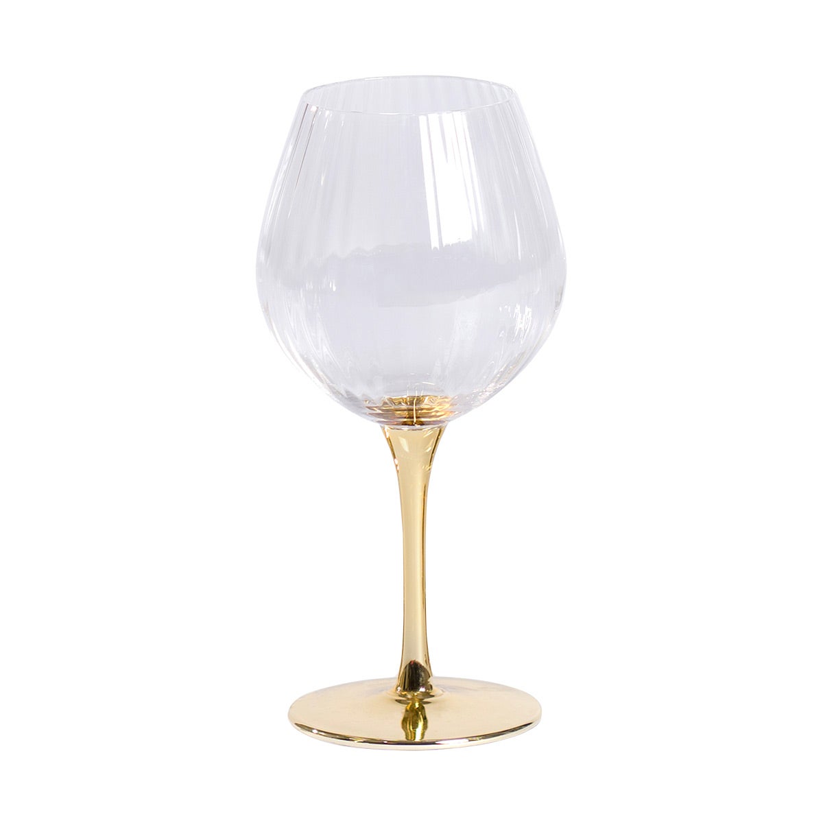 Wine Glass Goblet Ripple Gold
