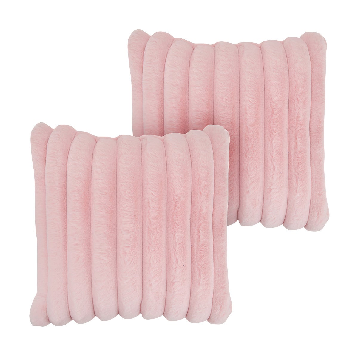 Pillow Ribbed Striped Faux Fur Pink