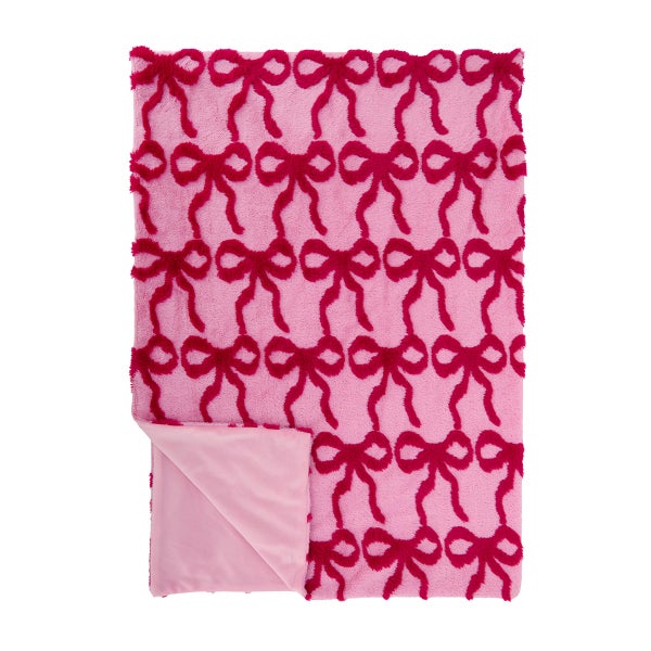 Pink Bows Faux Fur Throw