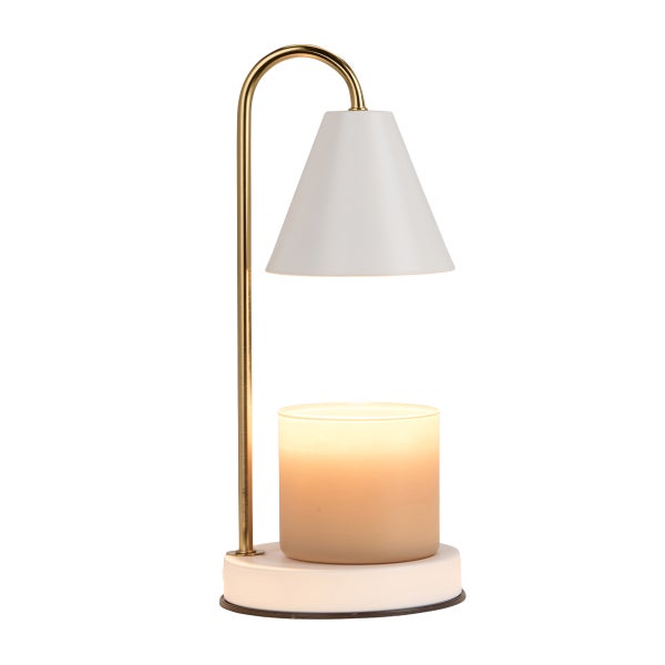 White Metal Cone Shade Candle Warmer Lamp