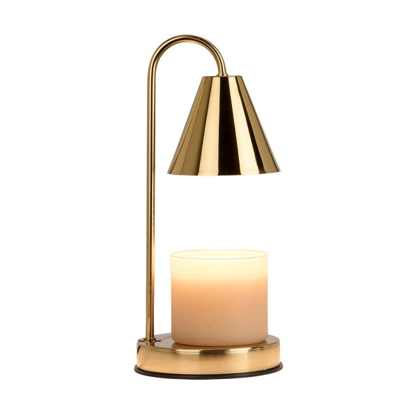 Gold Metal Cone Shade Candle Warmer Lamp