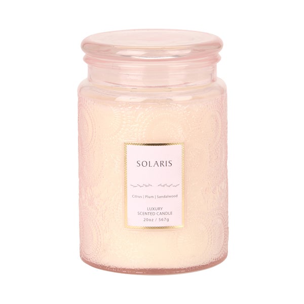 Pink Solaris 2-Wick Embossed Jar Candle