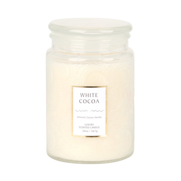 White Cocoa 2-Wick Embossed Jar Candle