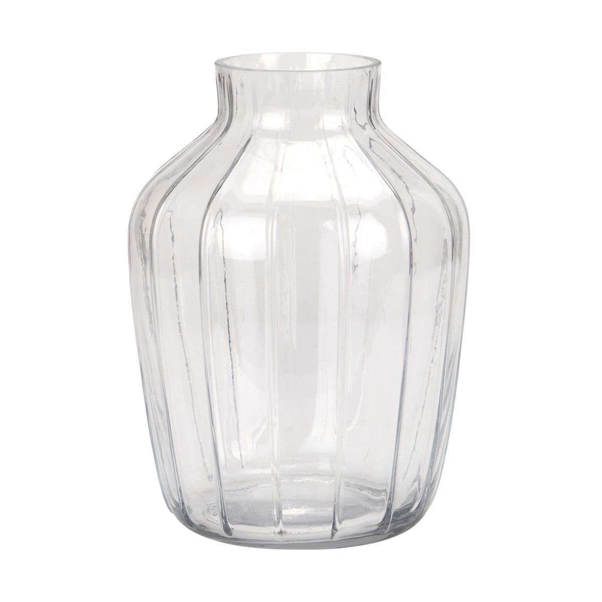 9.45IN Vase Clr Glass W Ribbing