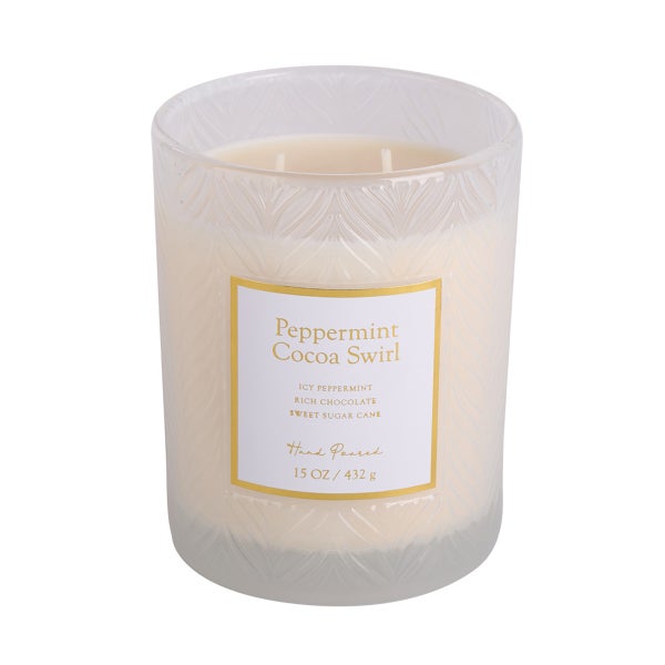 Peppermint Cocoa Swirl 15.2oz Embossed Candle Jar