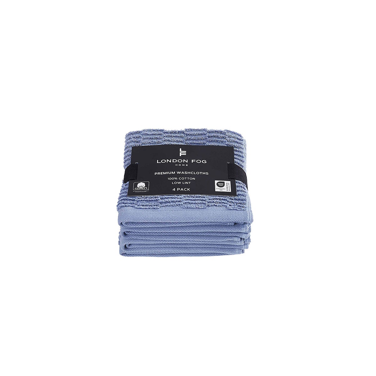 London Fog Wash Cloth Blue Set of 4