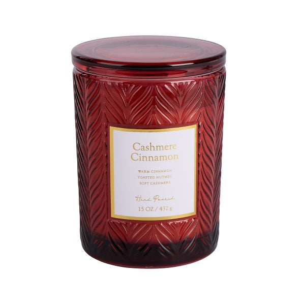 15.2OZ Candle Jar Embossed Cashmere Burgundy