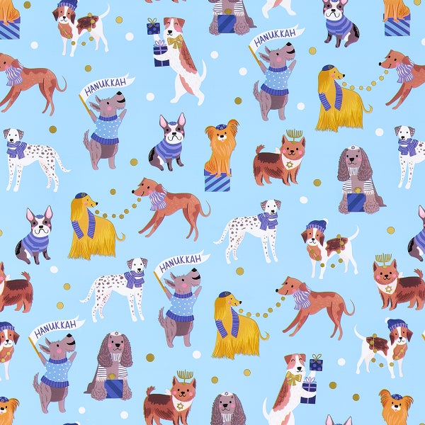 Design Design Playful Hannukah Pups Gift Wrap