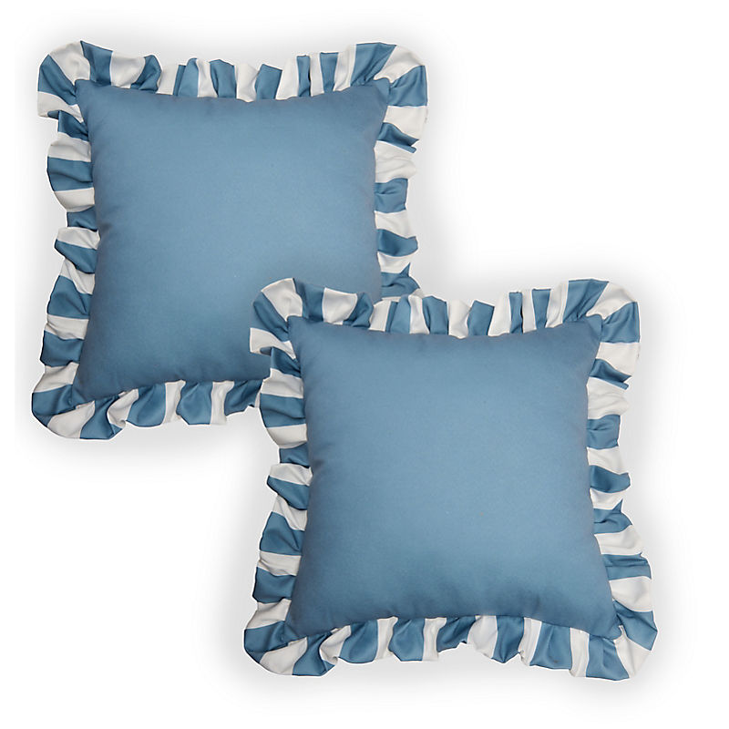 Striped Ruffle Outdoor Pillows Set of 2