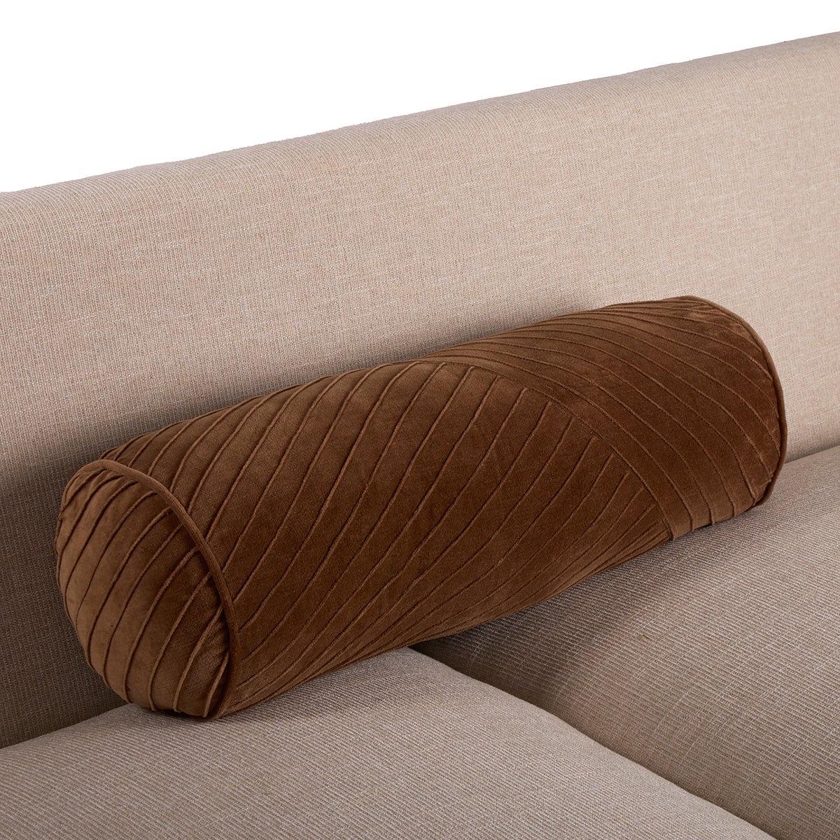 9X21 Velvet Bolster Tan